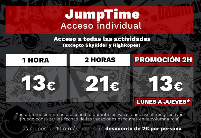 Precios JumpTime JumpYard Barcelona